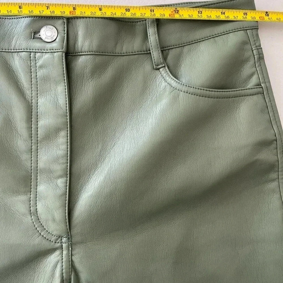 ARITZIA WILFRED MEILNA CROPPED VEGAN LEATHER PANT SAGE GREEN SZ 10 - Picture 10 of 11